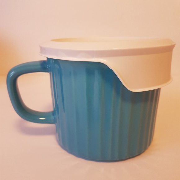 Corningware Colours Meal Mug Vented Lid 20 oz Soup Mug Blue White - Picture 5 of 10